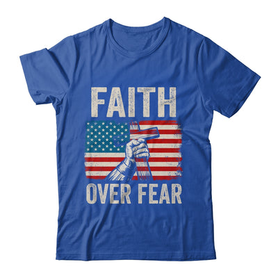 Faith Over Fear Jesus Christian Cross Faith US Flag America Shirt & Hoodie | siriusteestore