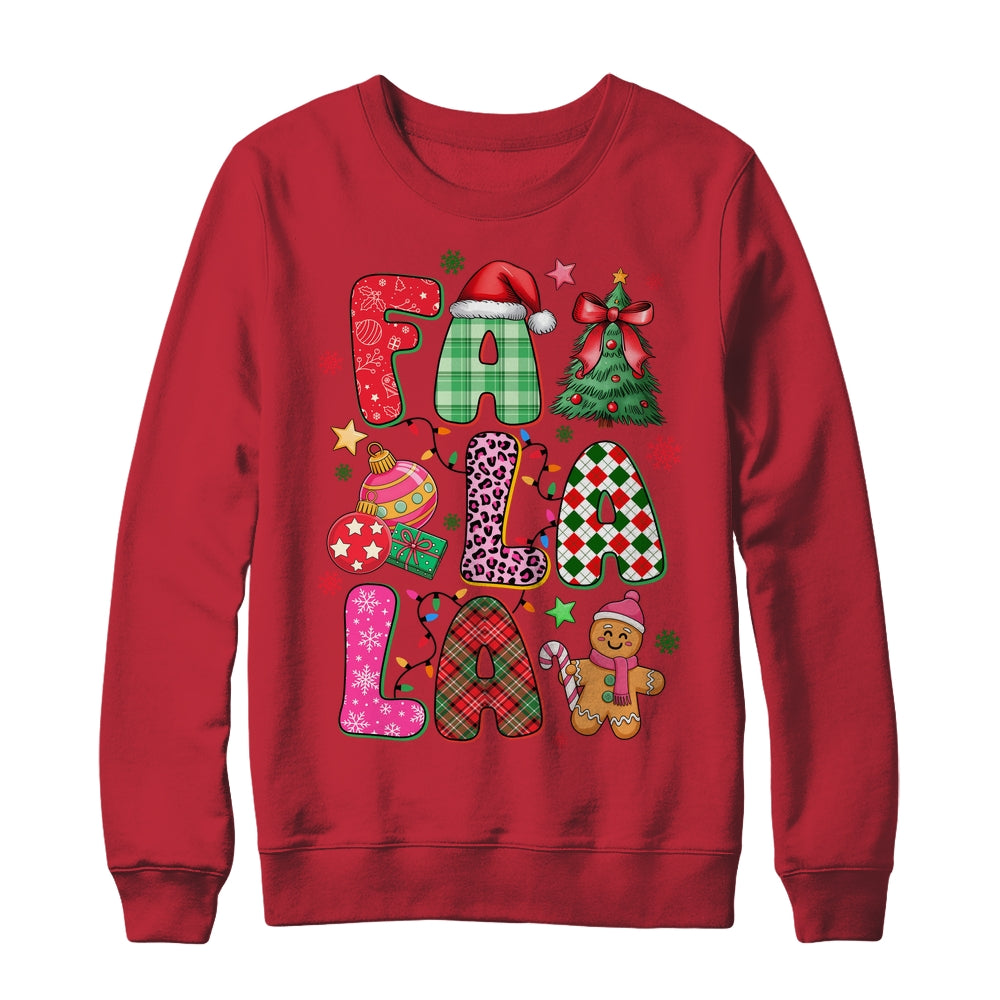 Falala Colorful Preppy Christmas Tree Gingerbread Checkered Shirt & Sweatshirt | siriusteestore