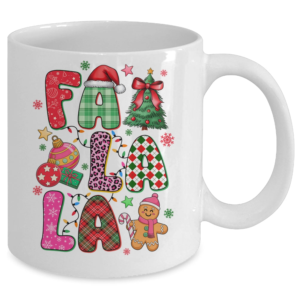 Falala Colorful Preppy Christmas Tree Gingerbread Checkered Mug | siriusteestore