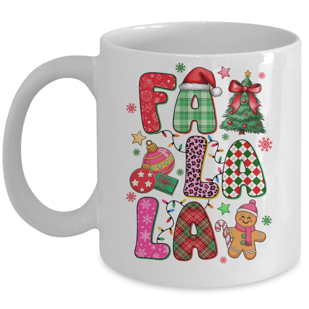 Falala Colorful Preppy Christmas Tree Gingerbread Checkered Mug | siriusteestore