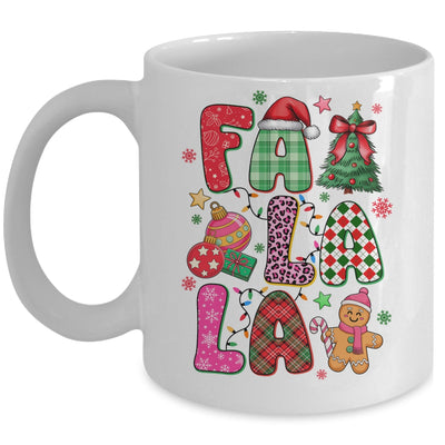 Falala Colorful Preppy Christmas Tree Gingerbread Checkered Mug | siriusteestore