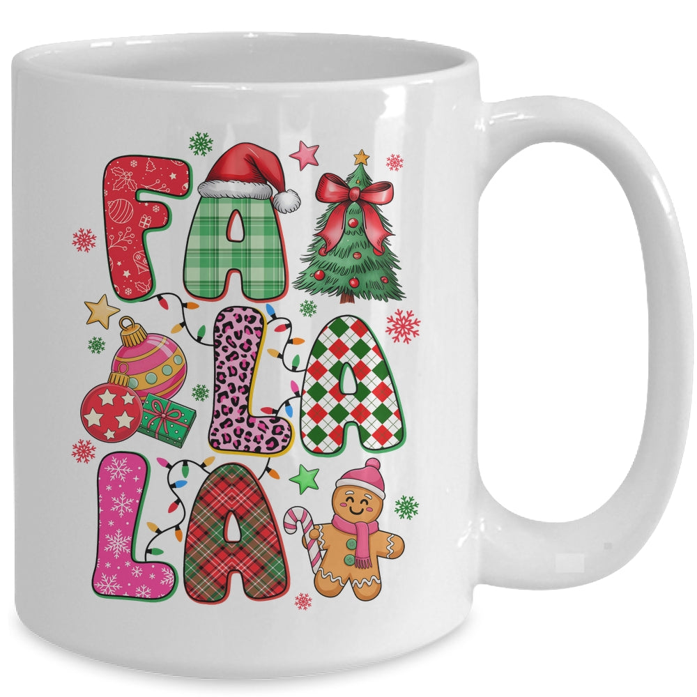 Falala Colorful Preppy Christmas Tree Gingerbread Checkered Mug | siriusteestore