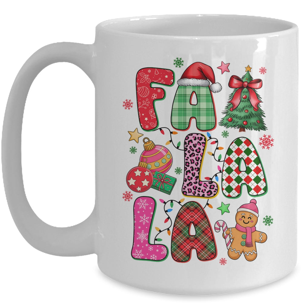 Falala Colorful Preppy Christmas Tree Gingerbread Checkered Mug | siriusteestore