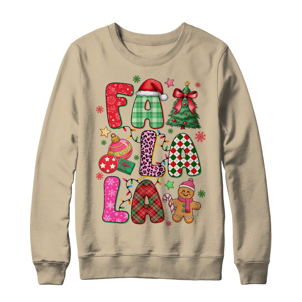 Falala Colorful Preppy Christmas Tree Gingerbread Checkered Shirt & Sweatshirt | siriusteestore