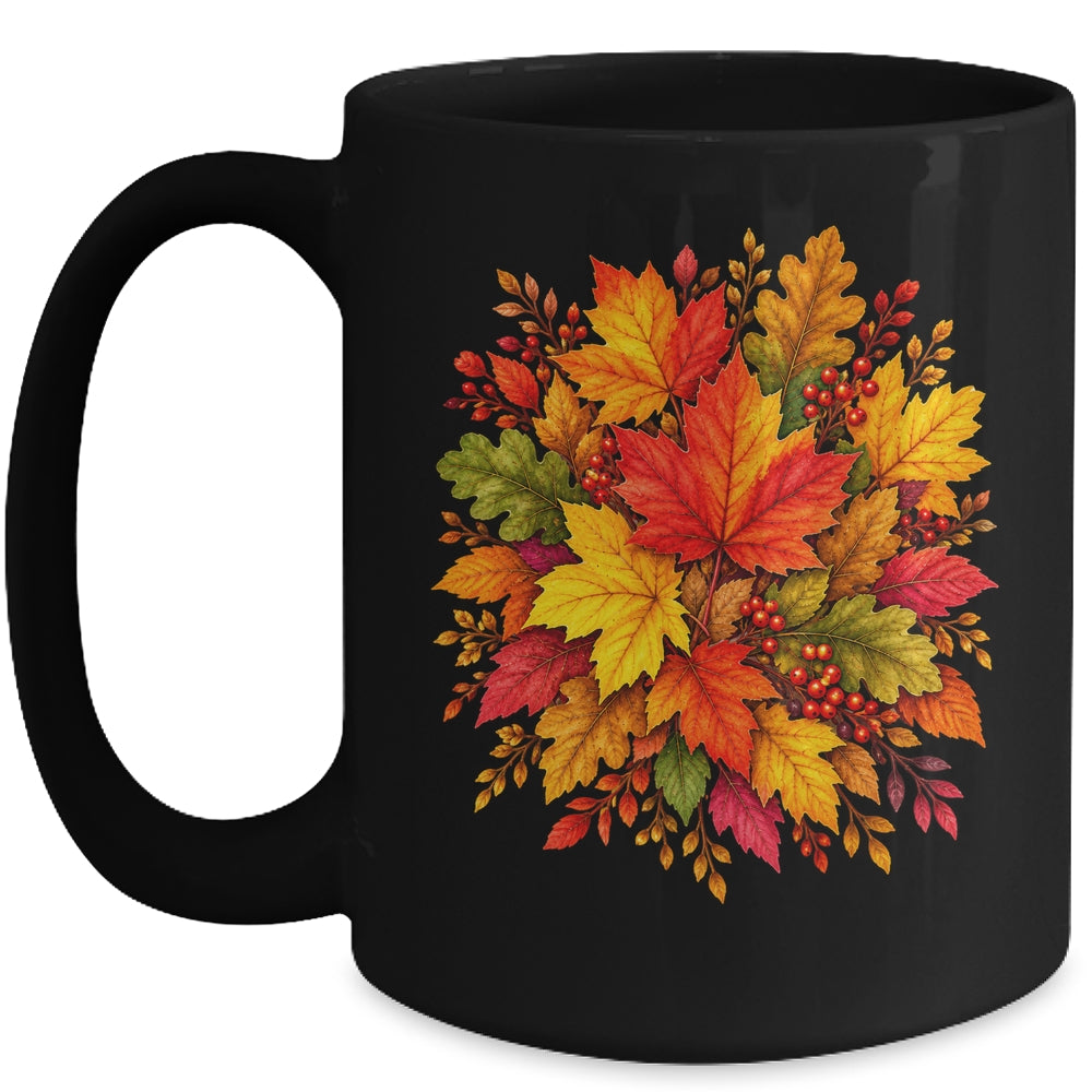 Fall Autumn Leaves Maple Oak Seasonal Harvest Women Mug | siriusteestore