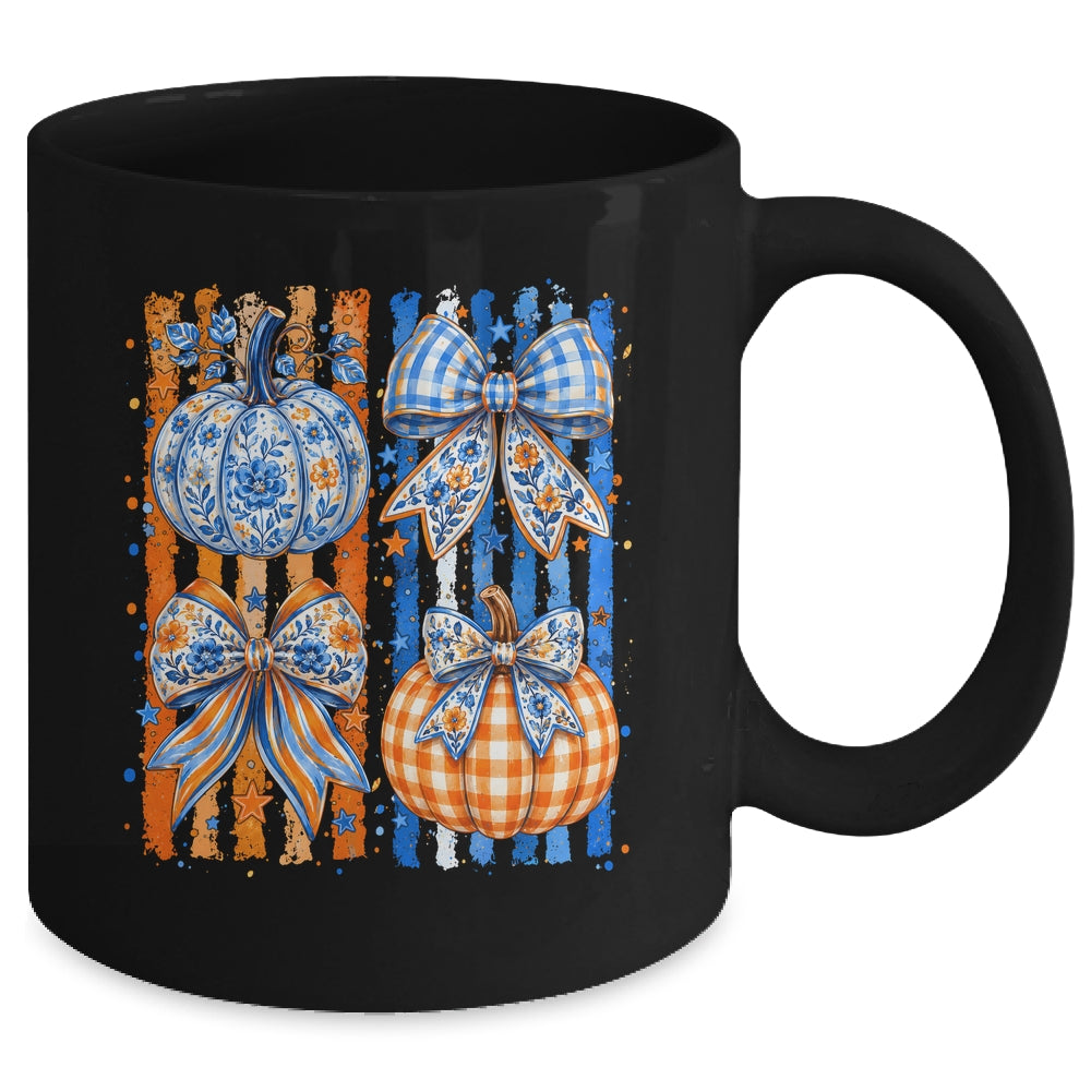 Fall Bow Pumpkin Striped Preppy Floral Fall Autumn Women Mug | siriusteestore