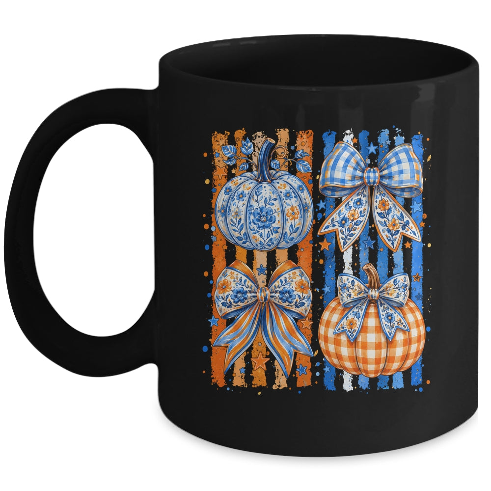 Fall Bow Pumpkin Striped Preppy Floral Fall Autumn Women Mug | siriusteestore