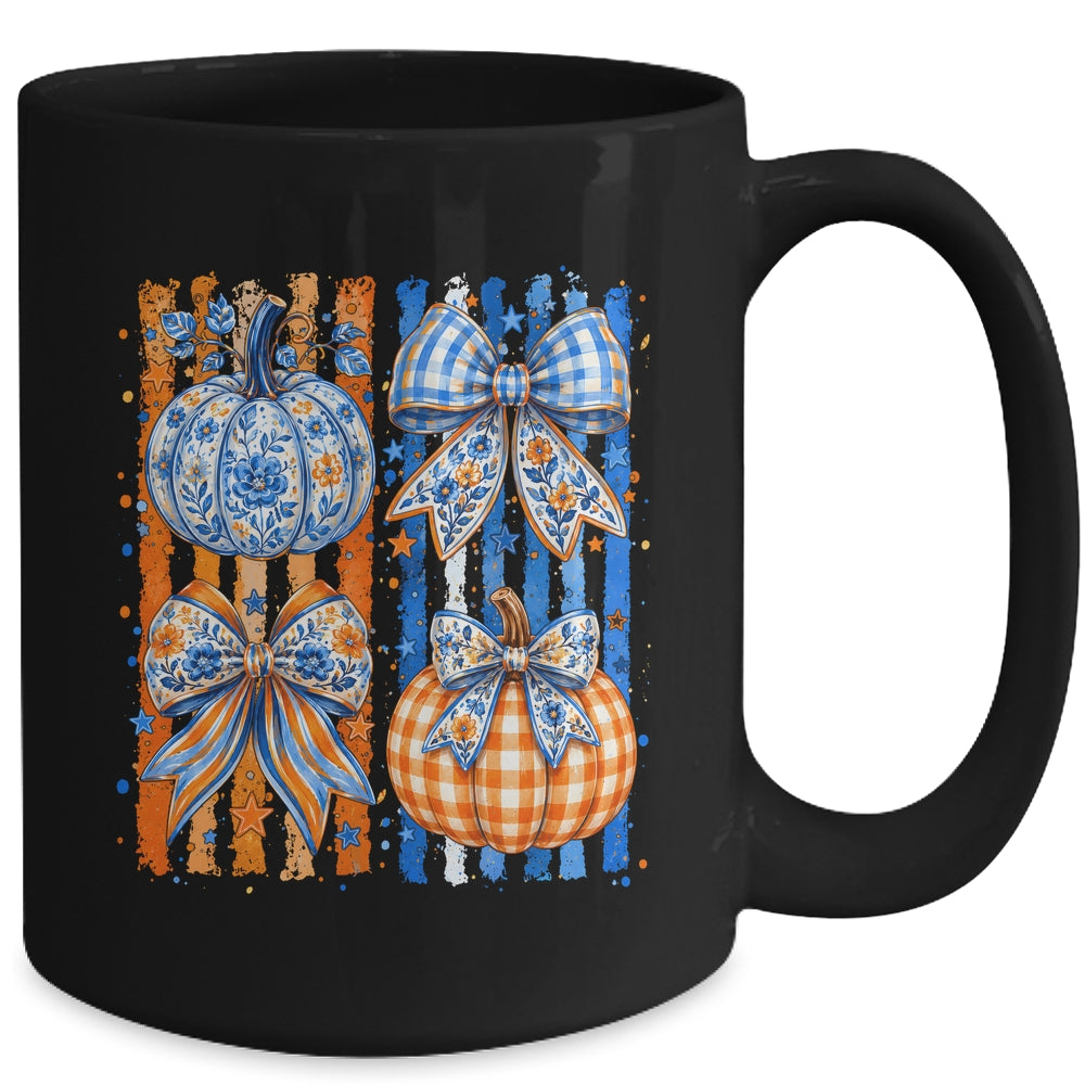 Fall Bow Pumpkin Striped Preppy Floral Fall Autumn Women Mug | siriusteestore