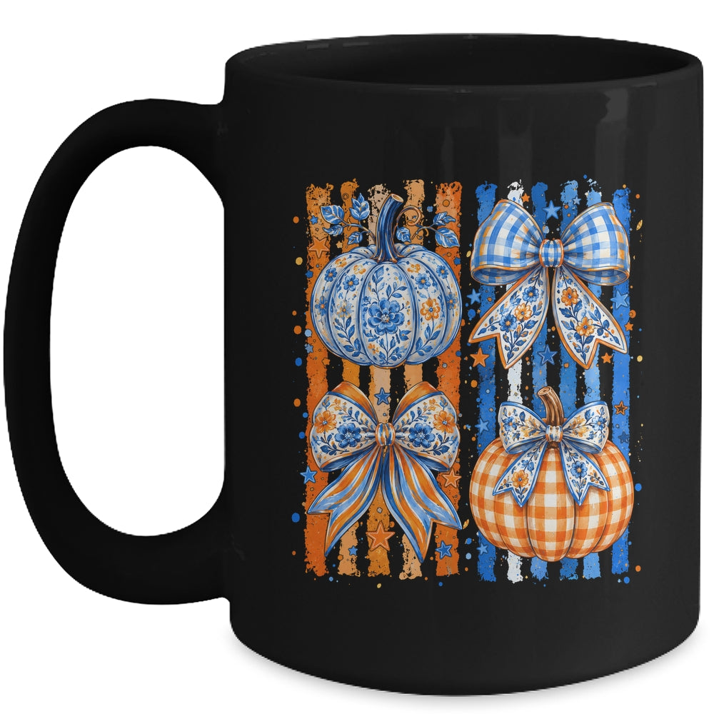 Fall Bow Pumpkin Striped Preppy Floral Fall Autumn Women Mug | siriusteestore