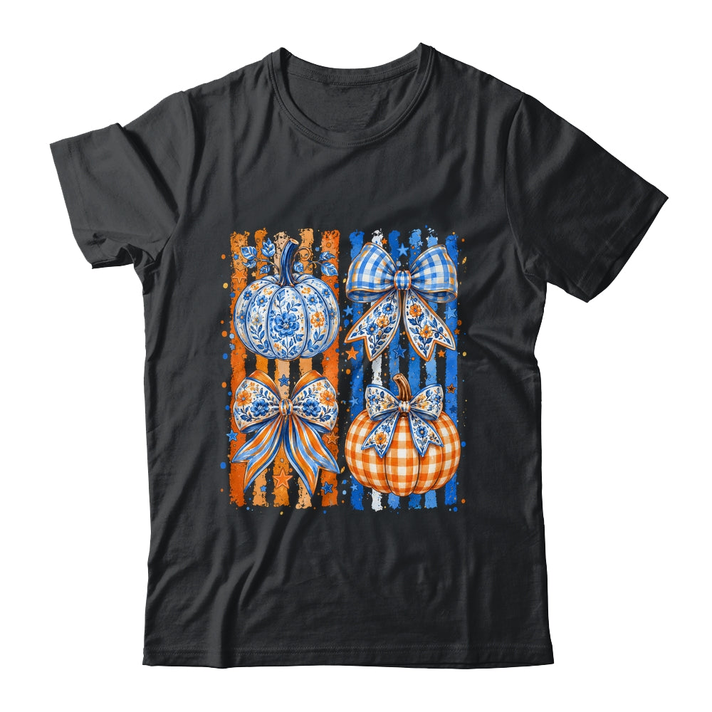 Fall Bow Pumpkin Striped Preppy Floral Fall Autumn Women Shirt & Sweatshirt | siriusteestore