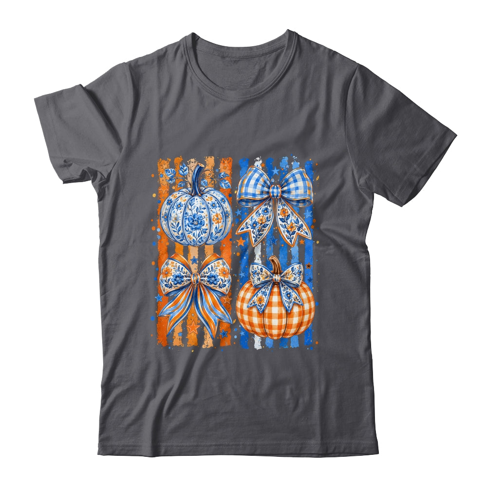 Fall Bow Pumpkin Striped Preppy Floral Fall Autumn Women Shirt & Sweatshirt | siriusteestore