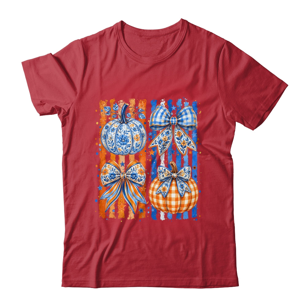 Fall Bow Pumpkin Striped Preppy Floral Fall Autumn Women Shirt & Sweatshirt | siriusteestore