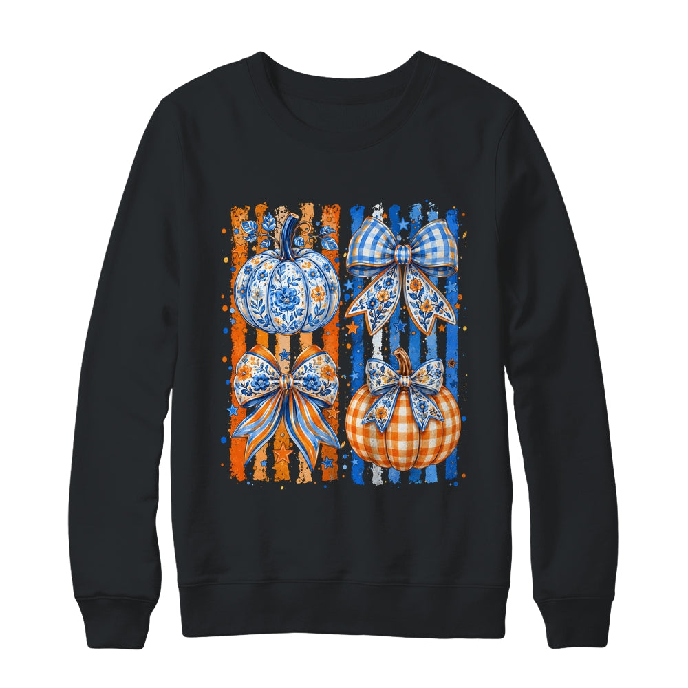 Fall Bow Pumpkin Striped Preppy Floral Fall Autumn Women Shirt & Sweatshirt | siriusteestore