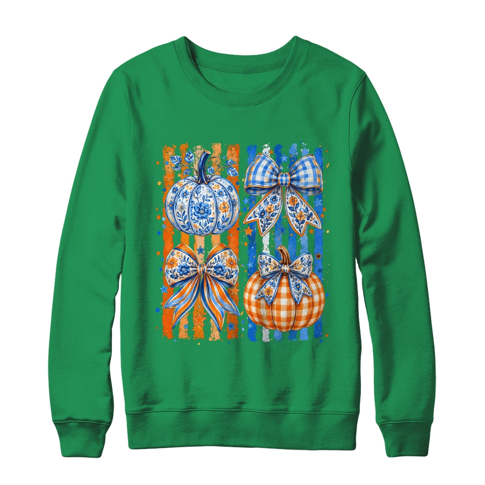 Fall Bow Pumpkin Striped Preppy Floral Fall Autumn Women Shirt & Sweatshirt | siriusteestore