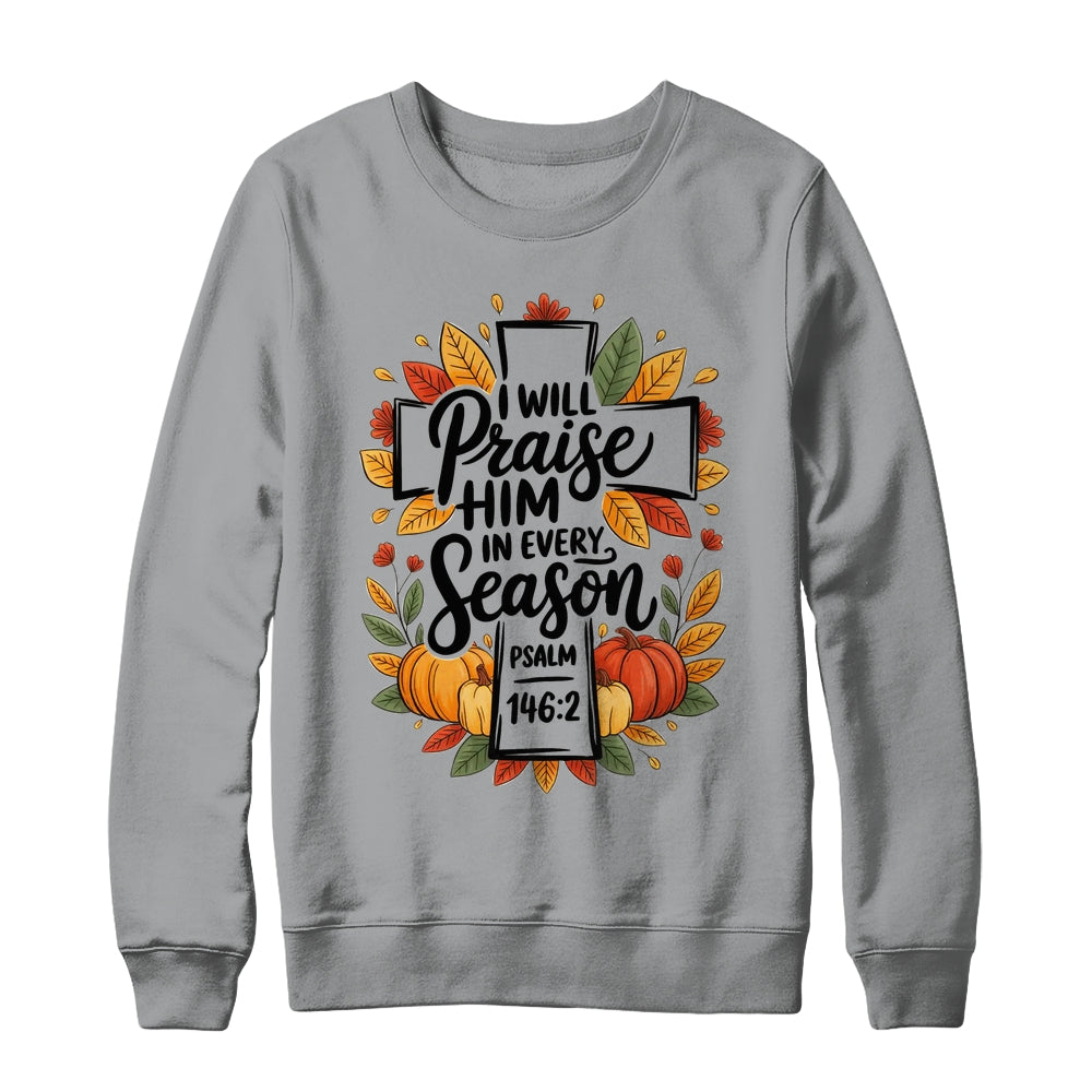 Fall Christian Cross Floral Autumn Pumpkin Bible Verse Faith Shirt & Sweatshirt | siriusteestore