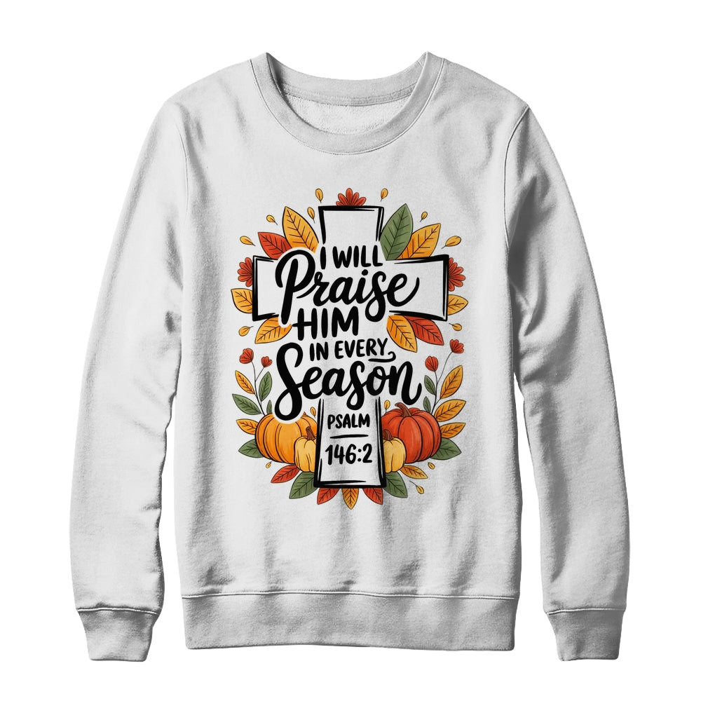 Fall Christian Cross Floral Autumn Pumpkin Bible Verse Faith Shirt & Sweatshirt | siriusteestore