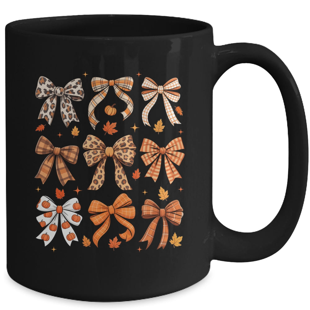 Fall Coquette Bow Fall Pumpkin Thanksgiving Women Girl Mug | siriusteestore