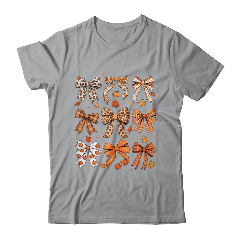 Fall Coquette Bow Fall Pumpkin Thanksgiving Women Girl Shirt & Sweatshirt | siriusteestore