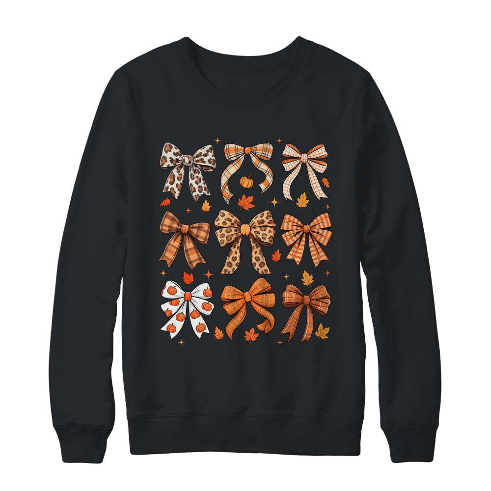 Fall Coquette Bow Fall Pumpkin Thanksgiving Women Girl Shirt & Sweatshirt | siriusteestore