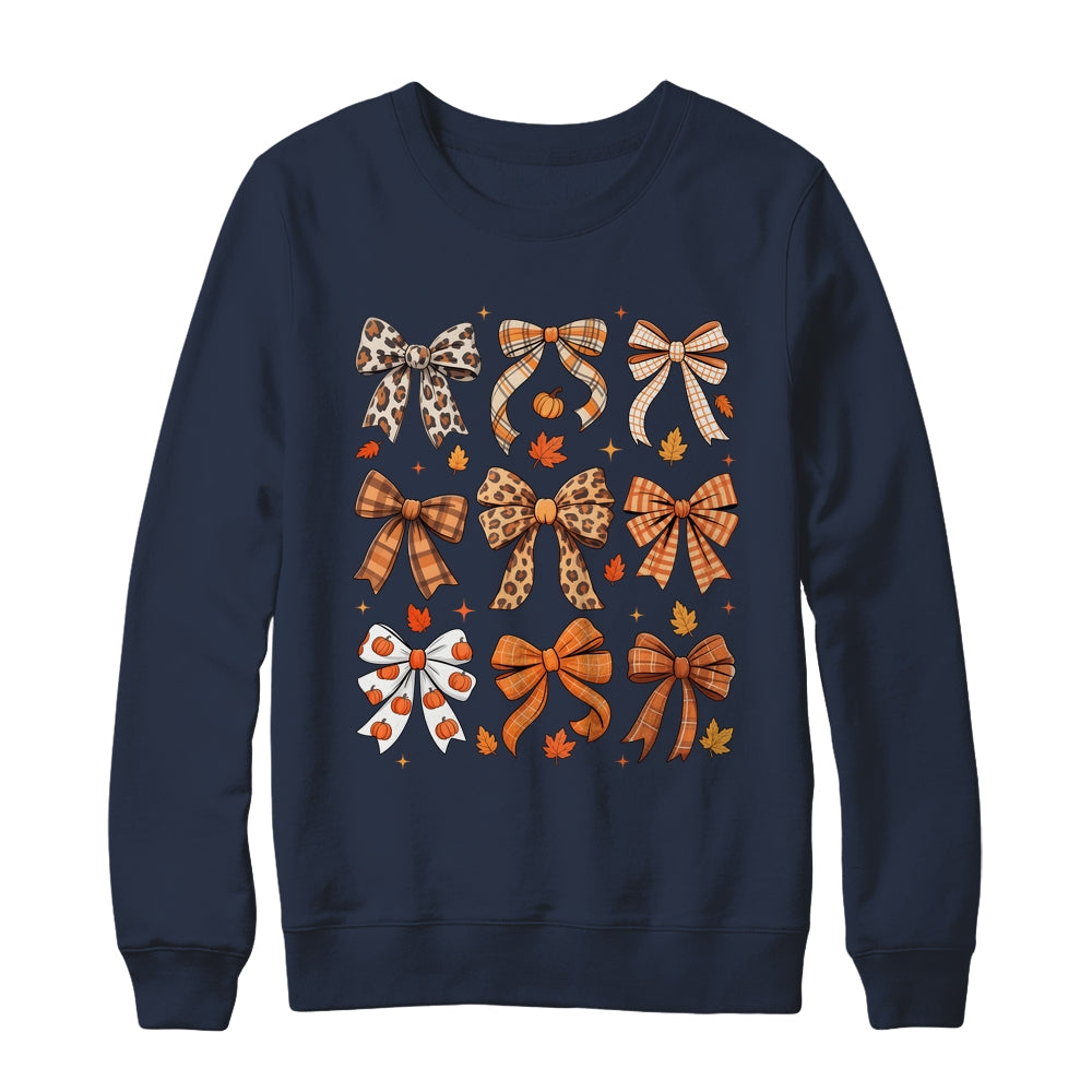 Fall Coquette Bow Fall Pumpkin Thanksgiving Women Girl Shirt & Sweatshirt | siriusteestore