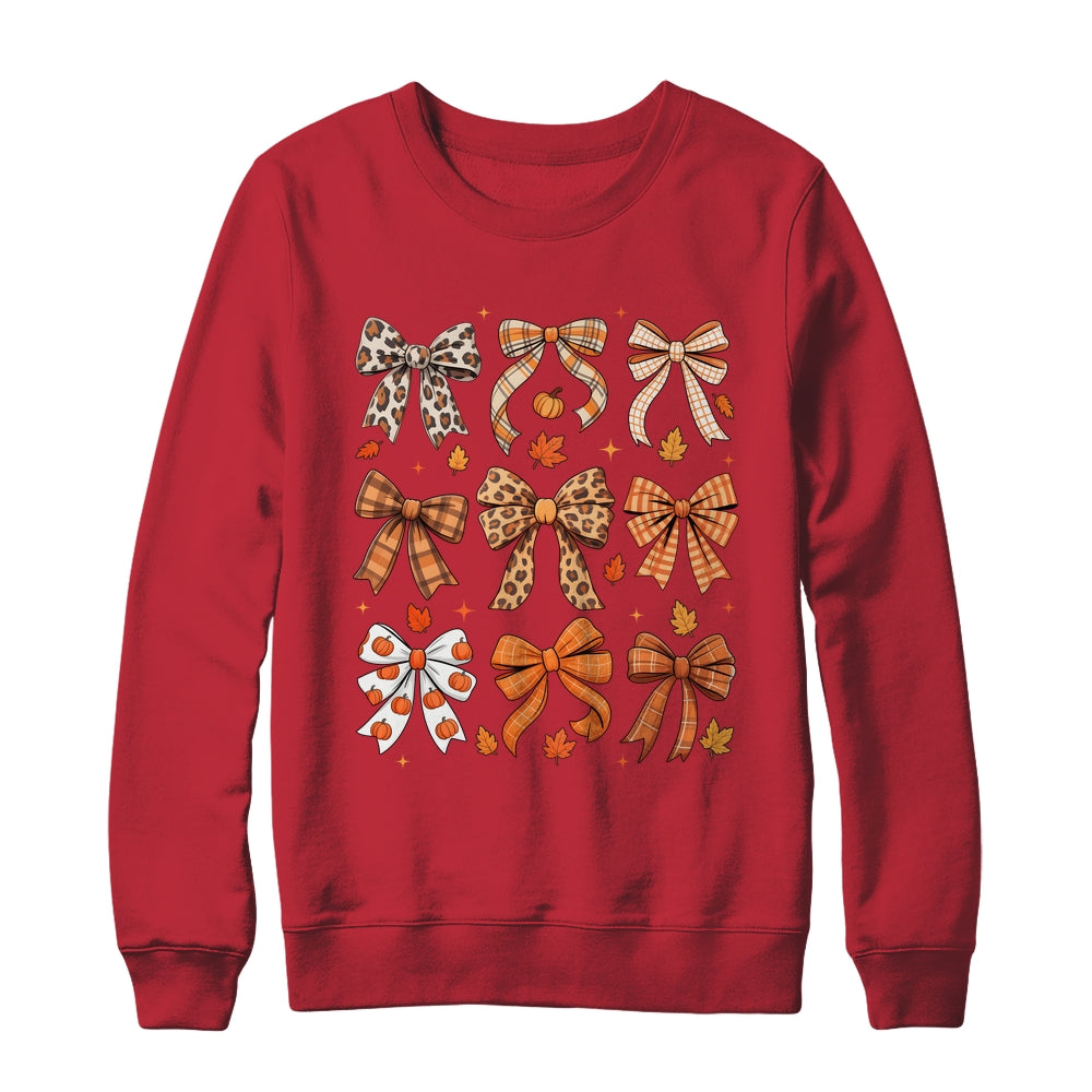 Fall Coquette Bow Fall Pumpkin Thanksgiving Women Girl Shirt & Sweatshirt | siriusteestore