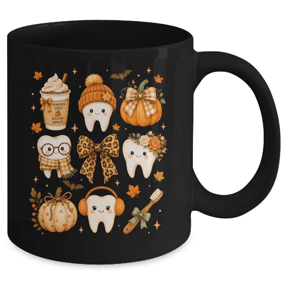 Fall Dentist Halloween Tooth Pumpkin Bow Dental Hygienist Mug | siriusteestore
