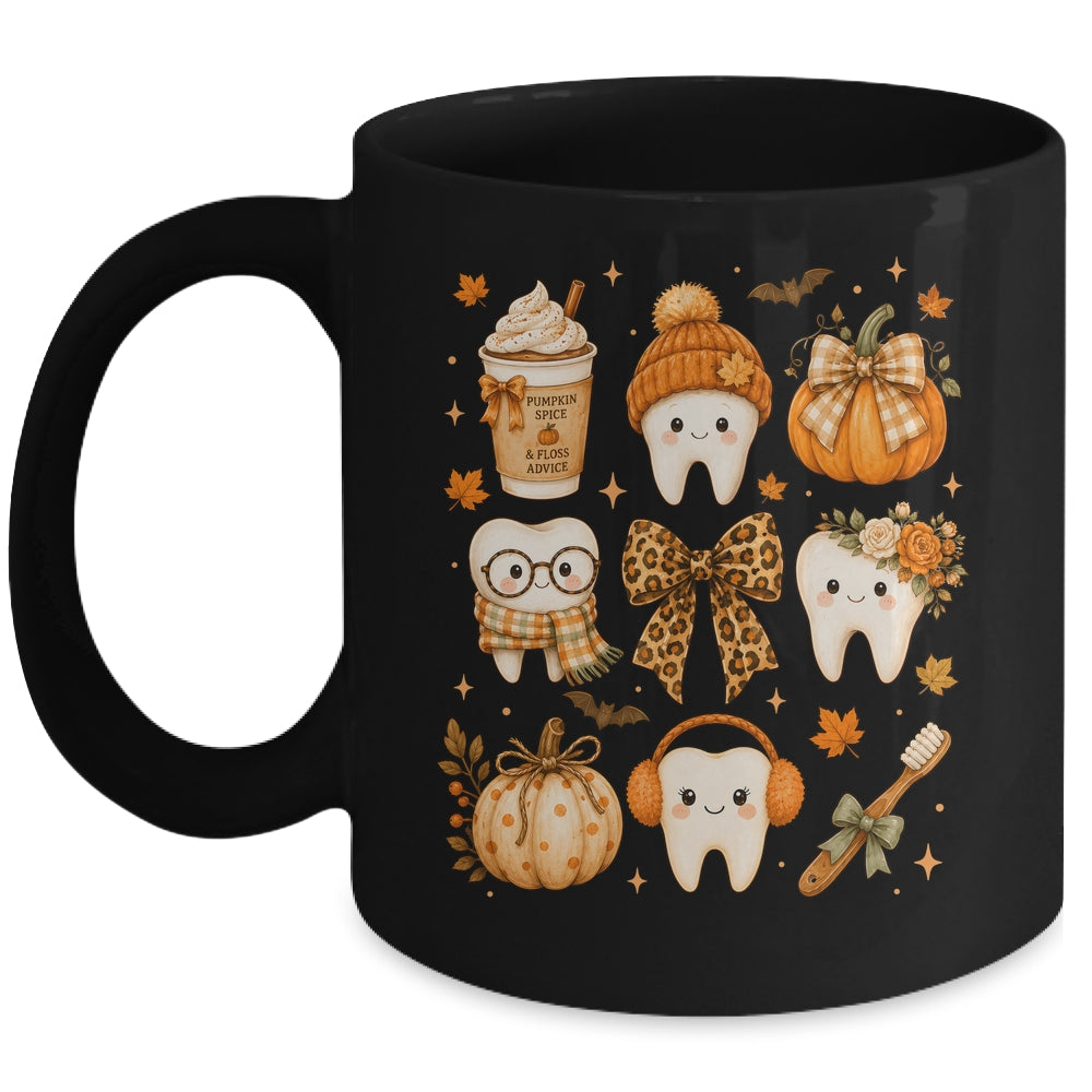Fall Dentist Halloween Tooth Pumpkin Bow Dental Hygienist Mug | siriusteestore