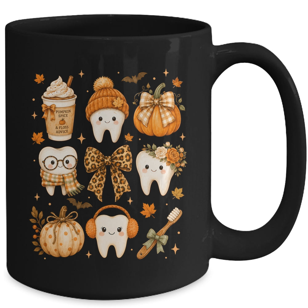 Fall Dentist Halloween Tooth Pumpkin Bow Dental Hygienist Mug | siriusteestore