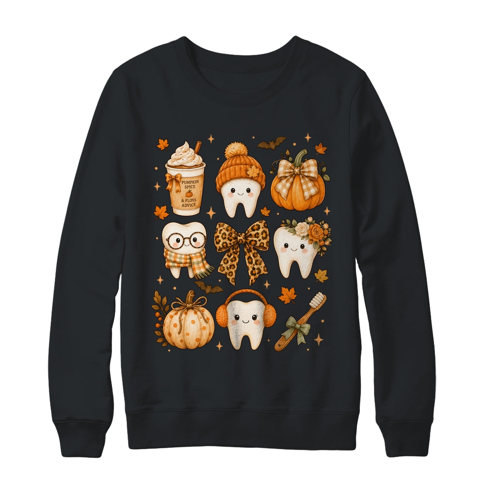 Fall Dentist Halloween Tooth Pumpkin Bow Dental Hygienist Shirt & Sweatshirt | siriusteestore