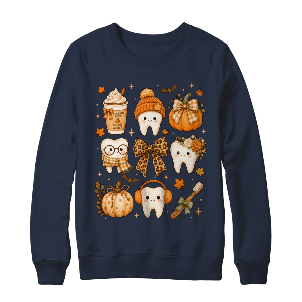 Fall Dentist Halloween Tooth Pumpkin Bow Dental Hygienist Shirt & Sweatshirt | siriusteestore