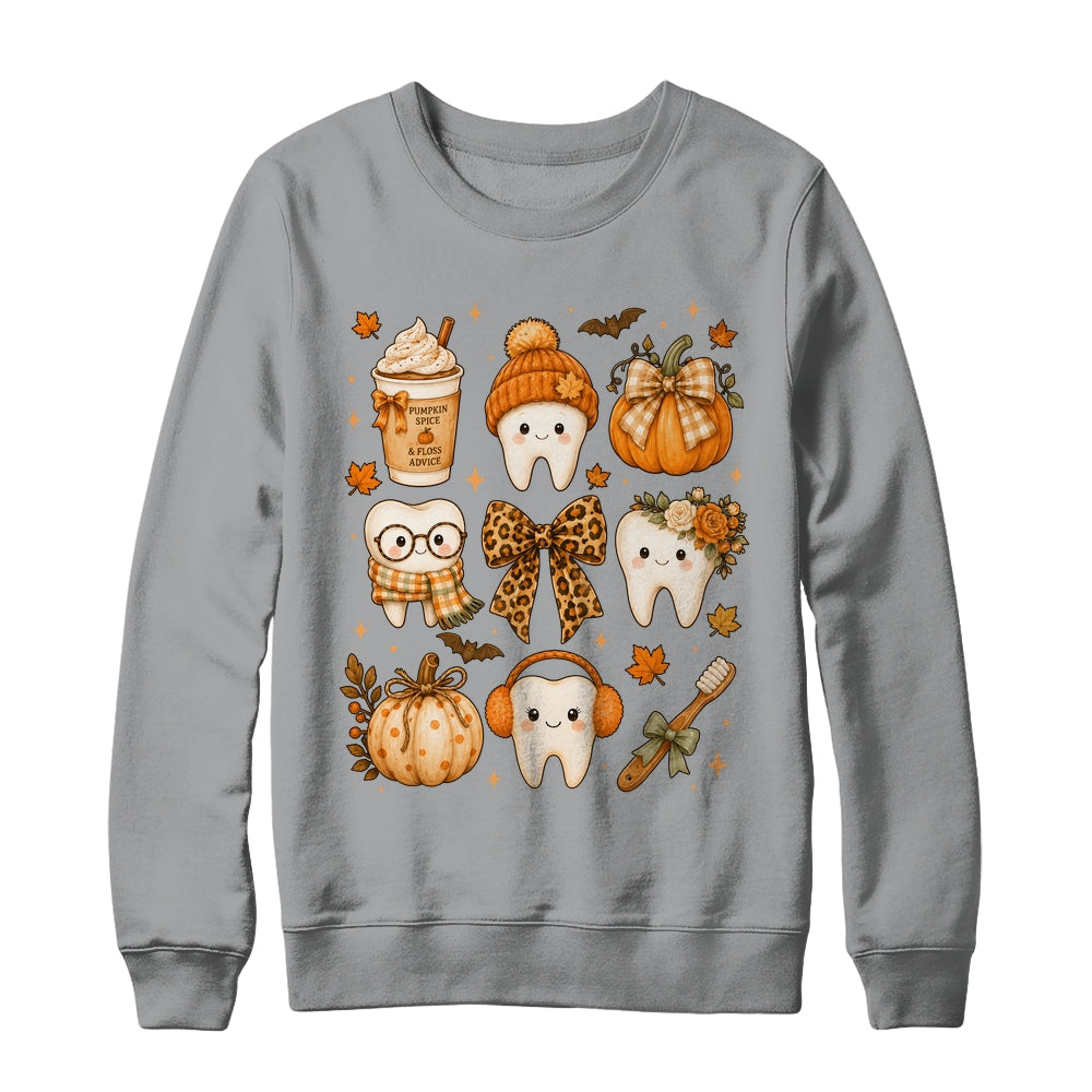 Fall Dentist Halloween Tooth Pumpkin Bow Dental Hygienist Shirt & Sweatshirt | siriusteestore