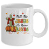 Fall For Jesus He Never Leaves Autumn Christian Thanksgiving Mug | siriusteestore
