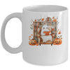 Fall Halloween Cute Ghost Reading Book Spooky Pumpkin Women Mug | siriusteestore