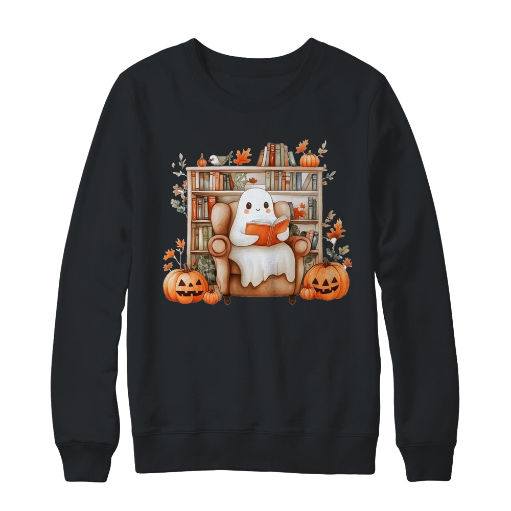 Fall Halloween Cute Ghost Reading Book Spooky Pumpkin Women Shirt & Sweatshirt | siriusteestore