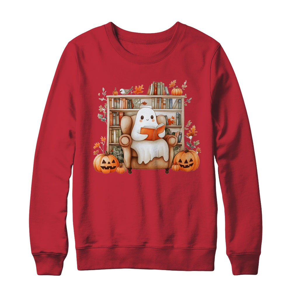 Fall Halloween Cute Ghost Reading Book Spooky Pumpkin Women Shirt & Sweatshirt | siriusteestore