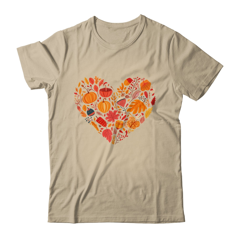 Fall Heart Women Pumpkin Halloween Thanksgiving Heart Shirt & Sweatshirt | siriusteestore