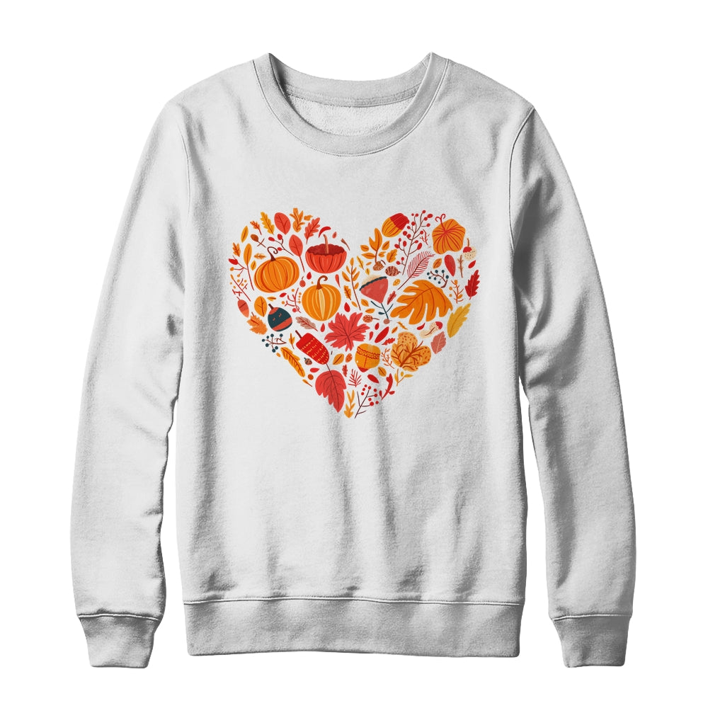 Fall Heart Women Pumpkin Halloween Thanksgiving Heart Shirt & Sweatshirt | siriusteestore