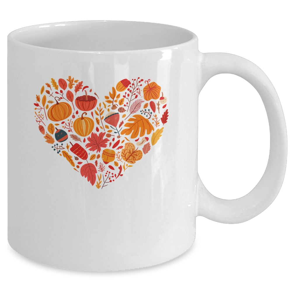 Fall Heart Women Pumpkin Halloween Thanksgiving Heart Mug | siriusteestore