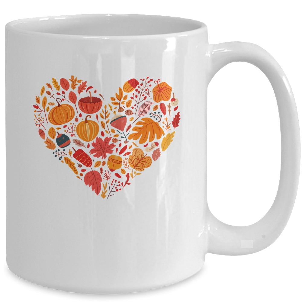 Fall Heart Women Pumpkin Halloween Thanksgiving Heart Mug | siriusteestore