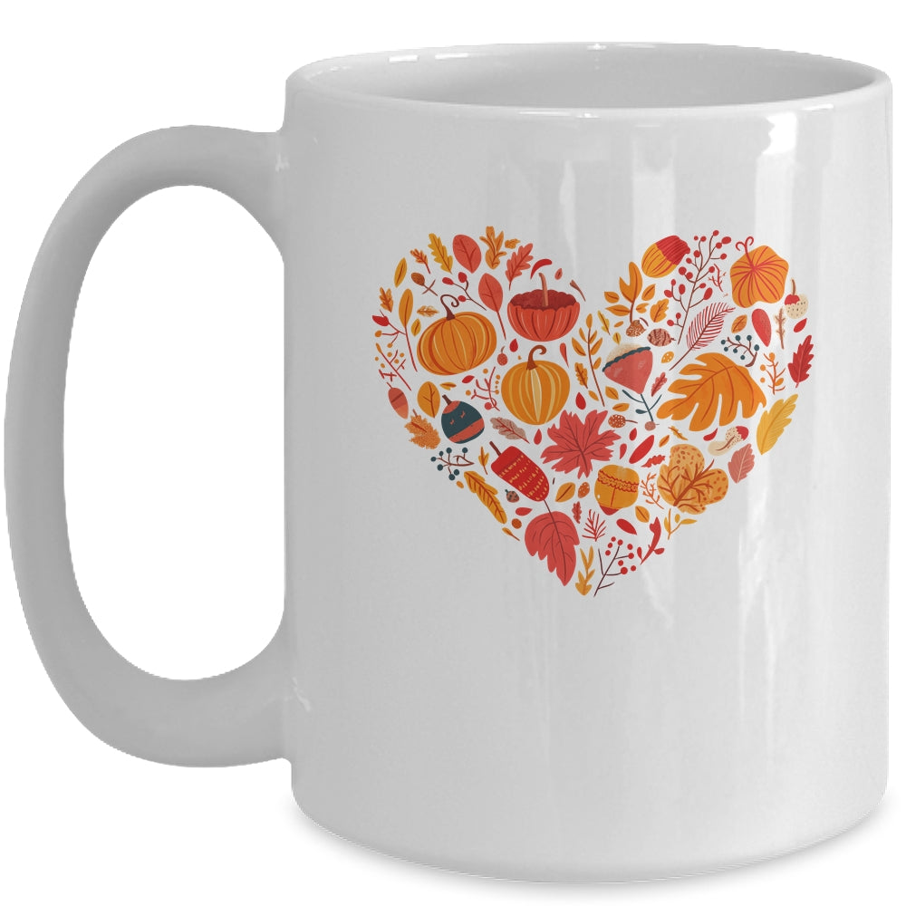 Fall Heart Women Pumpkin Halloween Thanksgiving Heart Mug | siriusteestore