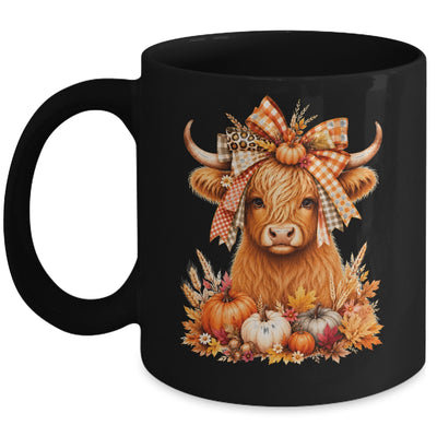 Fall Highland Cow Autumn Pumpkin Bow Floral Western Mug | siriusteestore