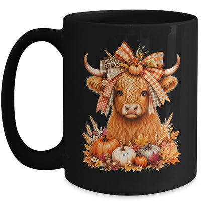 Fall Highland Cow Autumn Pumpkin Bow Floral Western Mug | siriusteestore