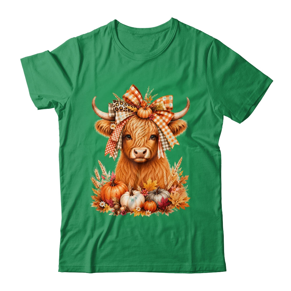 Fall Highland Cow Autumn Pumpkin Bow Floral Western Shirt & Sweatshirt | siriusteestore