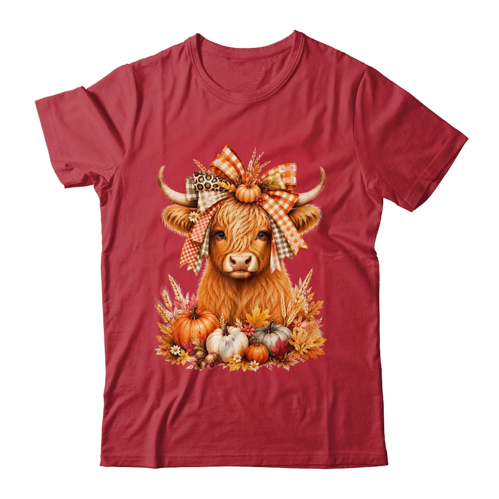 Fall Highland Cow Autumn Pumpkin Bow Floral Western Shirt & Sweatshirt | siriusteestore