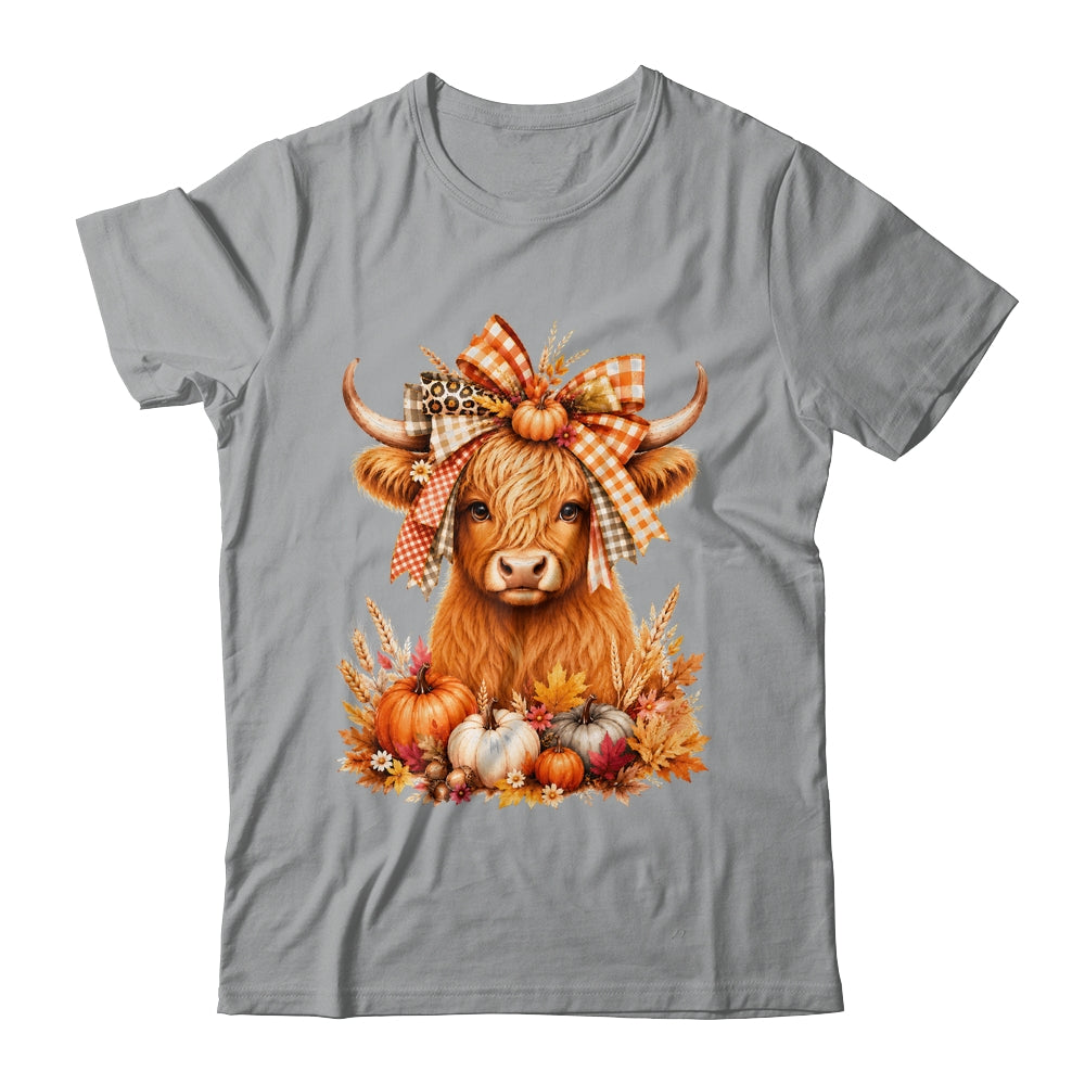 Fall Highland Cow Autumn Pumpkin Bow Floral Western Shirt & Sweatshirt | siriusteestore