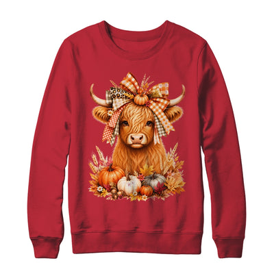Fall Highland Cow Autumn Pumpkin Bow Floral Western Shirt & Sweatshirt | siriusteestore