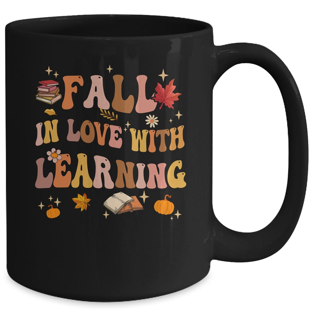 Fall In Love With Learning Fall Teacher Thanksgiving Groovy Mug | siriusteestore