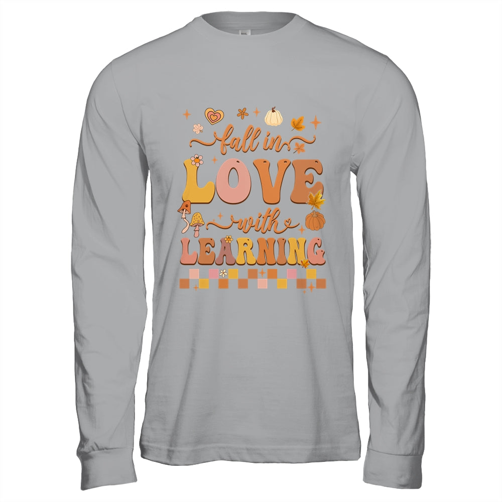 Fall In Love With Learning Teacher Retro Fall Thanksgiving Shirt & Hoodie | siriusteestore