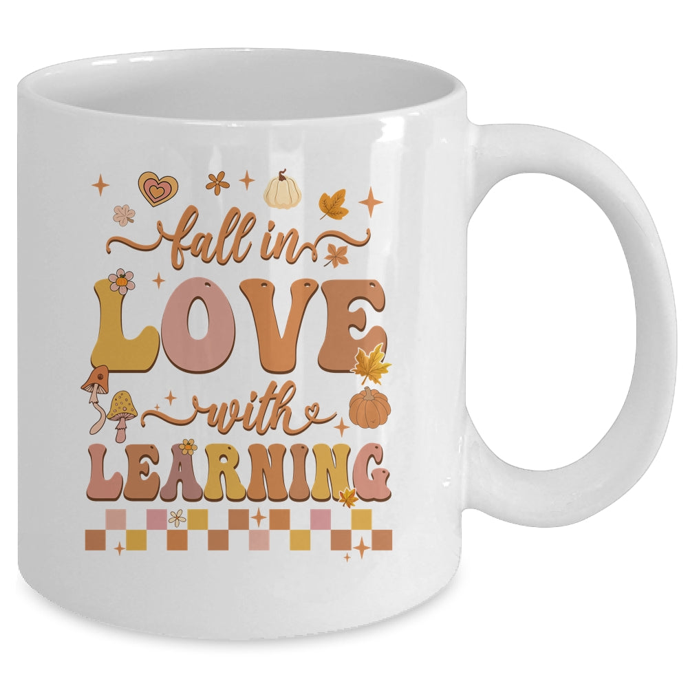 Fall In Love With Learning Teacher Retro Fall Thanksgiving Mug | siriusteestore