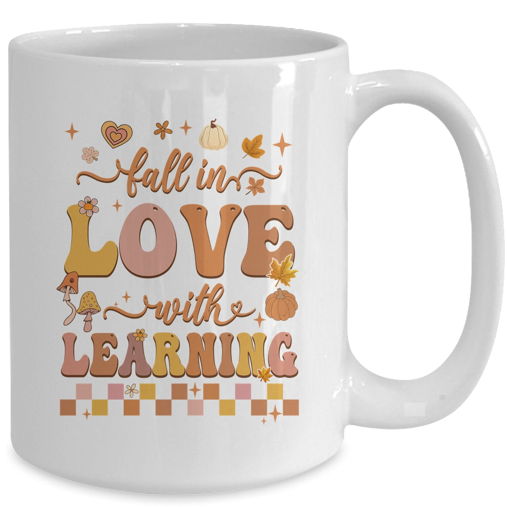 Fall In Love With Learning Teacher Retro Fall Thanksgiving Mug | siriusteestore